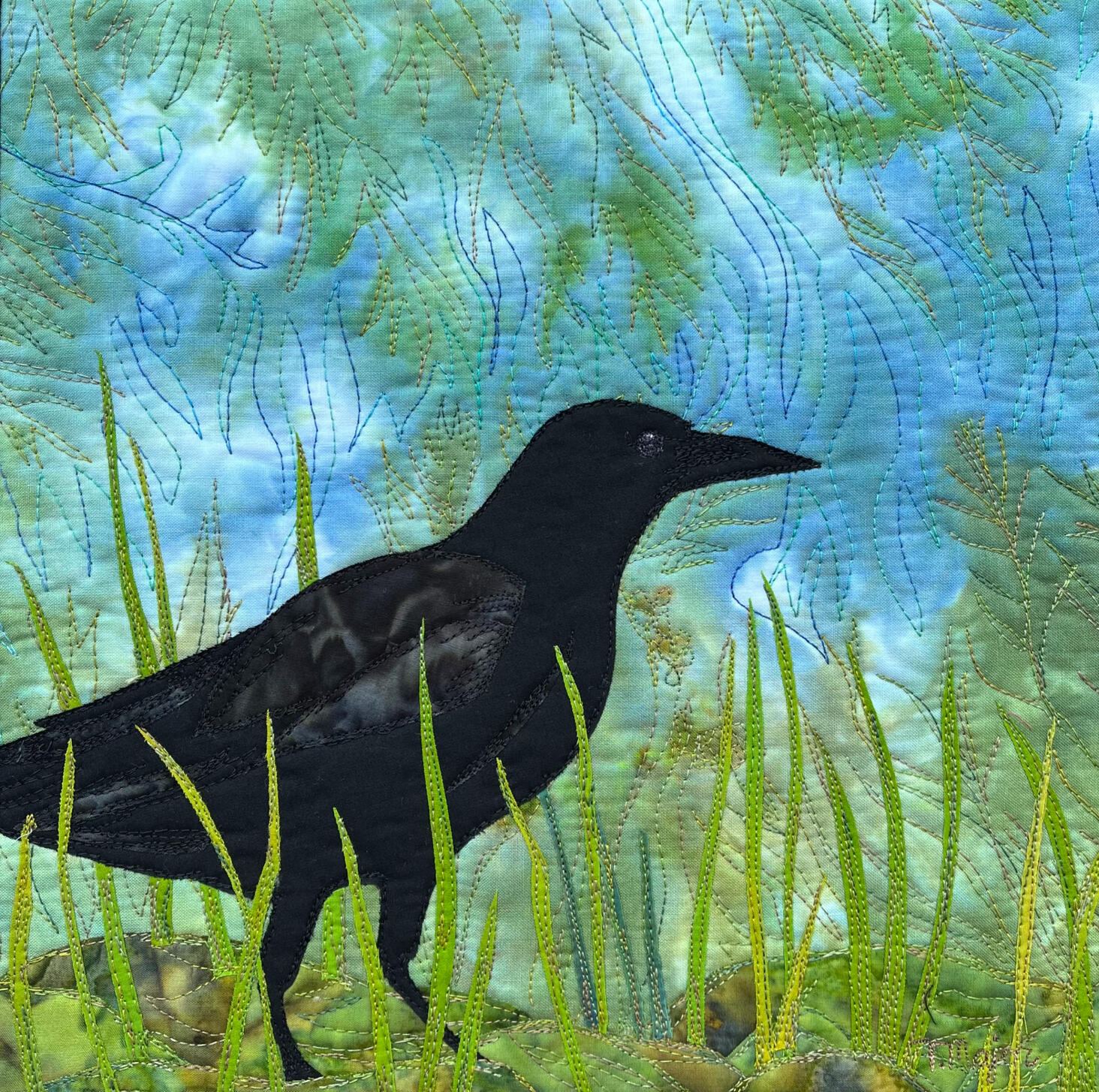 Bold Crow. Donated to SAQA auction and sold