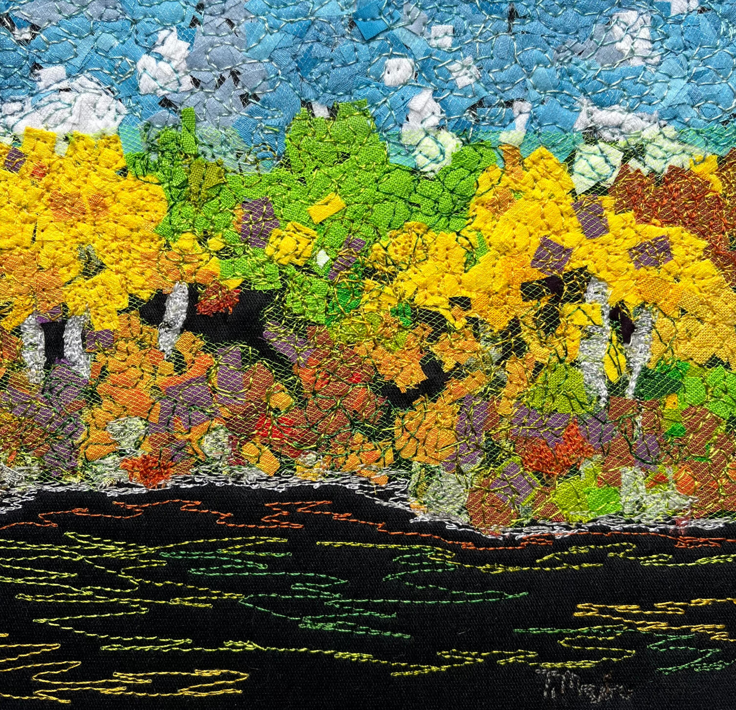 Autumn Birches. 6x6' in black floating frame. 135. SOLD