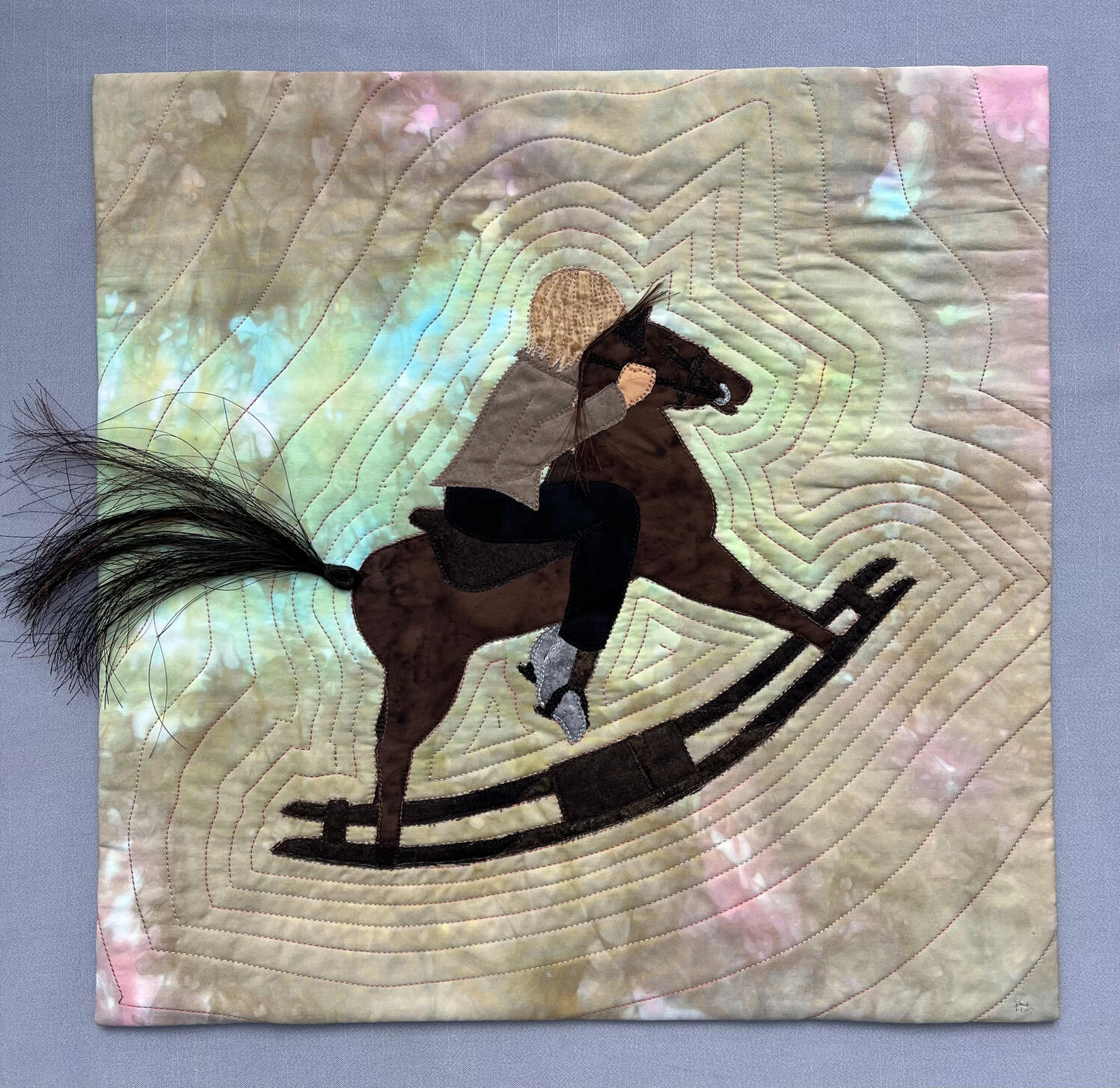 Child&#39;s Play, 16 x 16&#39;, genuine horse hair tail. 225.